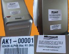 A closer look at the Microsoft branded stickers including the AK1-00001 sticker that was placed on the shipping box.